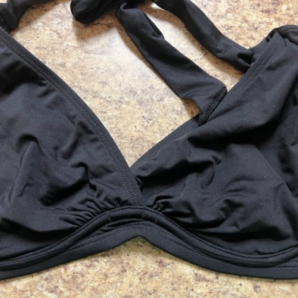 Athleta Black Bikini Top and Bottom 36 B/C Medium Bottoms Side Ruche - Picture 3 of 7